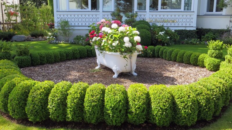 Balance and harmony pervade this articulate front landscape Balance and harmony pervade this articulate front landscape